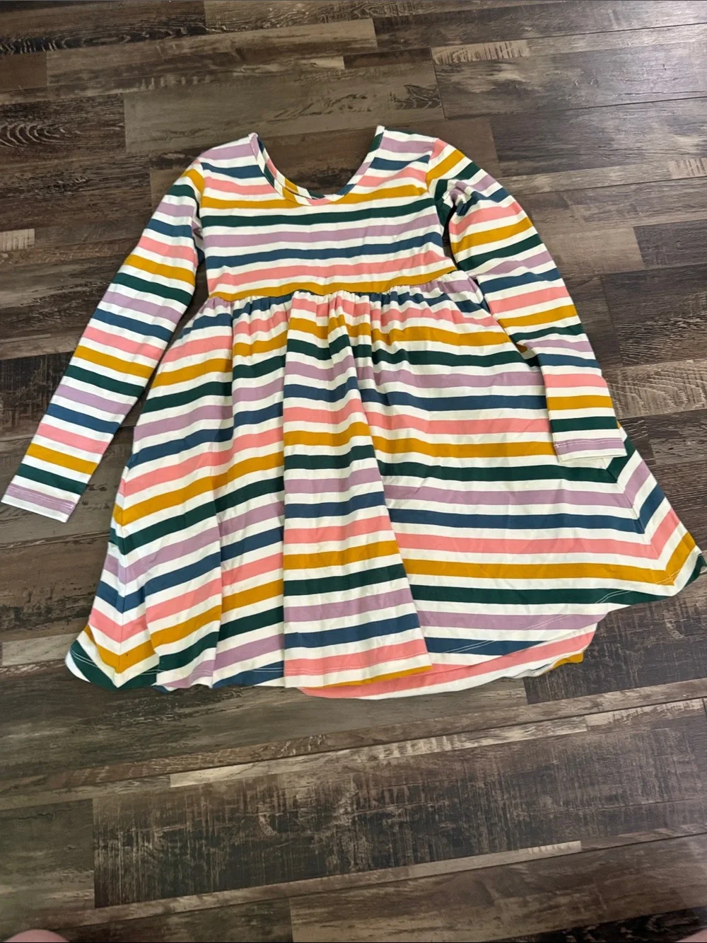 Hanna Andersson Long Sleeve Rainbow Stripe Knit Dress